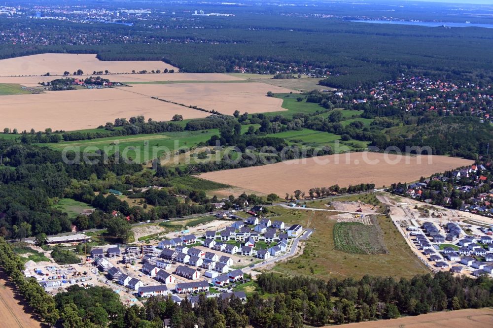 Aerial photograph Schulzendorf - Construction sites for new construction residential area of detached housing estate Wohnen in Ritterschlag in Schulzendorf in the state Brandenburg, Germany