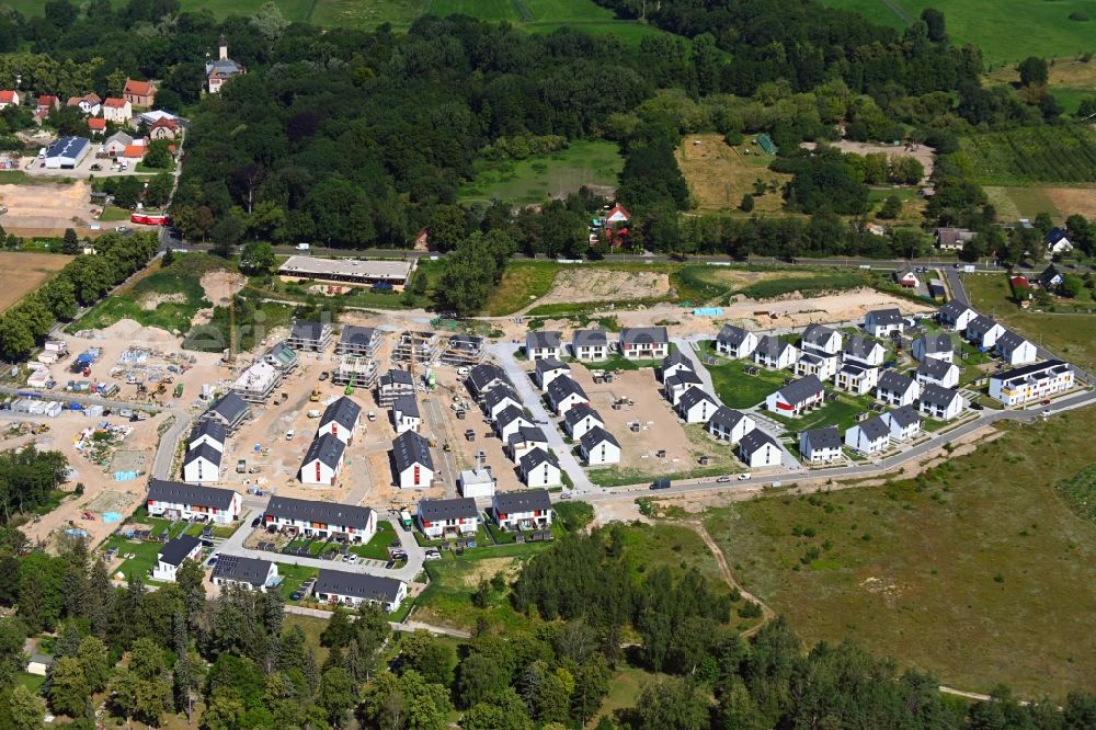 Schulzendorf from above - Construction sites for new construction residential area of detached housing estate Wohnen in Ritterschlag in Schulzendorf in the state Brandenburg, Germany