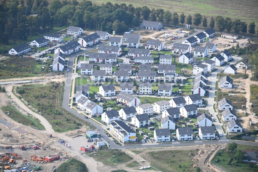 Aerial photograph Schulzendorf - Construction sites for new construction residential area of detached housing estate Wohnen in Ritterschlag in Schulzendorf in the state Brandenburg, Germany