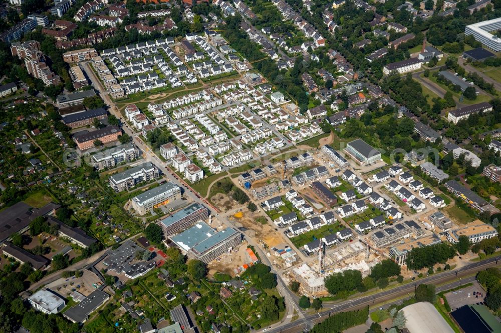 Düsseldorf from the bird's eye view: Construction sites for new construction residential area of detached housing estate Zur alten Kaserne in Duesseldorf in the state North Rhine-Westphalia