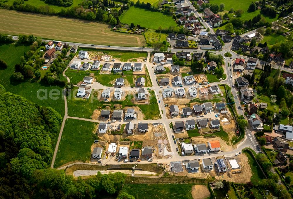 Schwelm from above - Construction sites of a residential area of detached housings between Frankfurter Strasse and Winterberger Strasse in Schwelm in the state of North Rhine-Westphalia