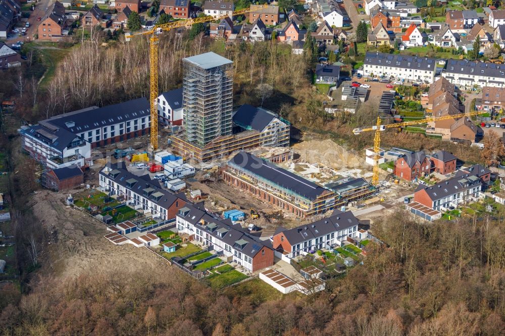 Aerial photograph Oberhausen - Construction sites and development area for a new residential estate on site of the former mining pit and mine shaft IV of the Zeche Osterfeld in Oberhausen in the state of North Rhine-Westphalia