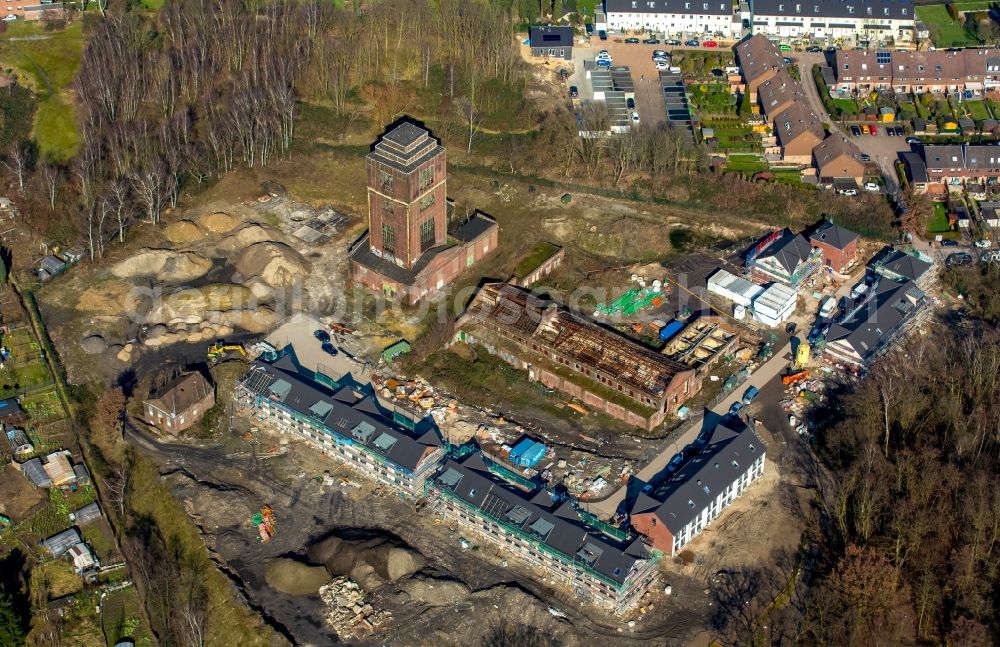 Aerial image Oberhausen - Construction sites and development area for a new residential estate on site of the former mining pit and mine shaft IV of the Zeche Osterfeld in Oberhausen in the state of North Rhine-Westphalia