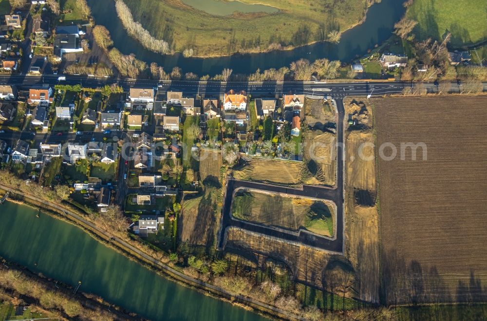 Aerial photograph Hamm - Construction sites for new construction residential area of detached housing estate Im Fuchswinkel - Lippestrasse in the district Heessen in Hamm at Ruhrgebiet in the state North Rhine-Westphalia, Germany