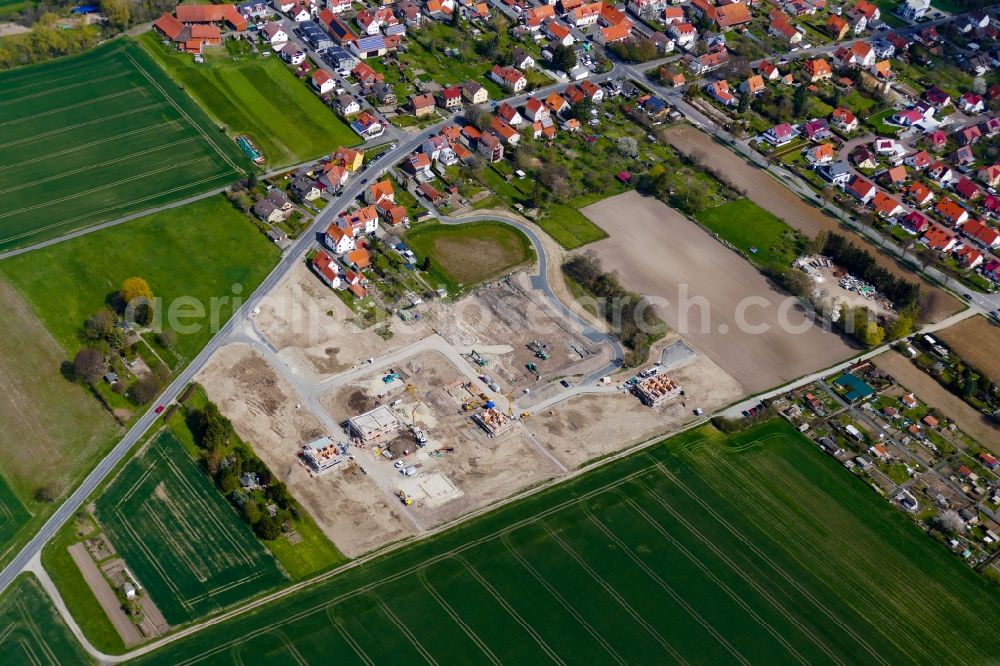 Aerial image Rosdorf - Construction sites for new construction residential area of detached housing estate in Rosdorf in the state Lower Saxony, Germany