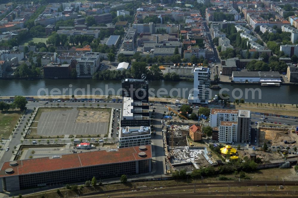 Aerial photograph Berlin - Construction sites for residential and commercial building construction Rummelsburger place - Marianne von Rantzau Street in Friedrichshain district of Berlin