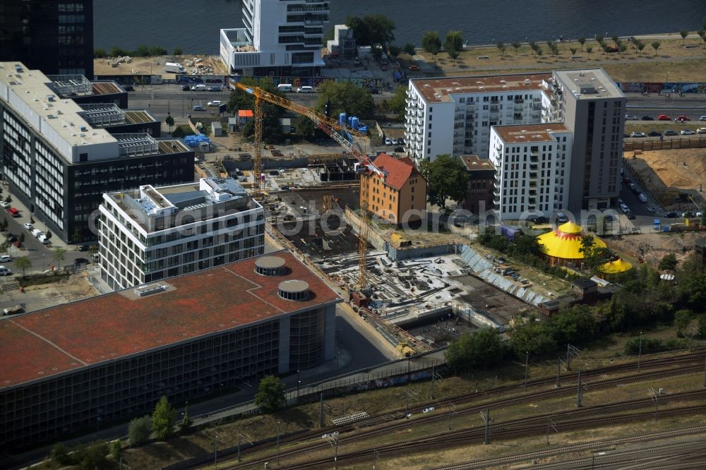 Aerial image Berlin - Construction sites for residential and commercial building construction Rummelsburger place - Marianne von Rantzau Street in Friedrichshain district of Berlin