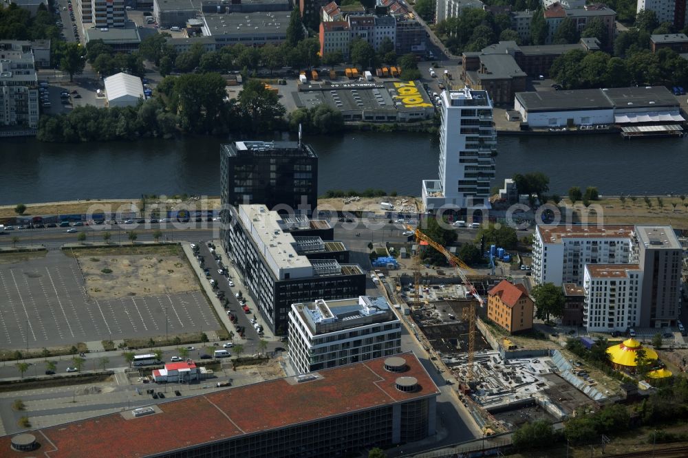 Aerial photograph Berlin - Construction sites for residential and commercial building construction Rummelsburger place - Marianne von Rantzau Street in Friedrichshain district of Berlin