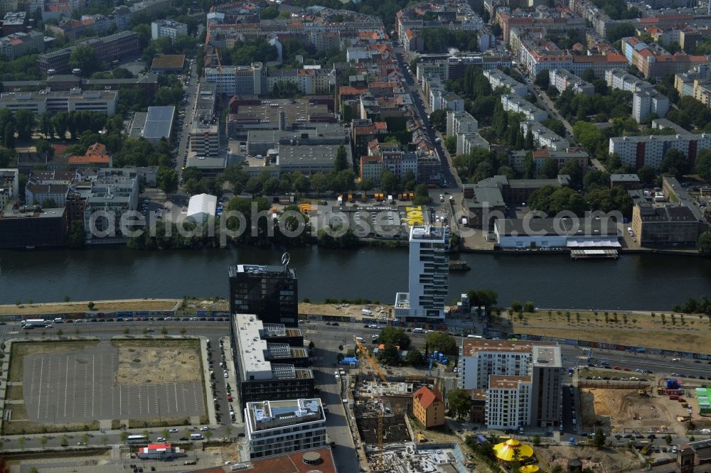 Berlin from above - Construction sites for residential and commercial building construction Rummelsburger place - Marianne von Rantzau Street in Friedrichshain district of Berlin