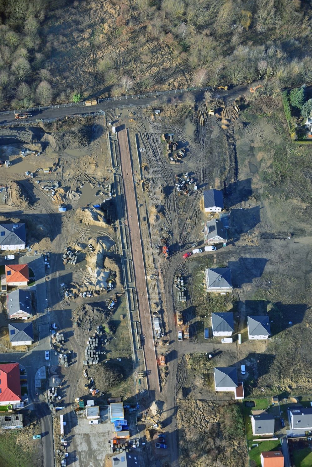 Berlin Mahlsdorf from above - Construction sites to house New - settlement on the Pilgramer road in Berlin Mahlsdorf