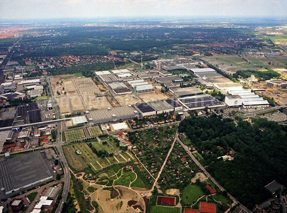 Aerial image Hannover - Sites to construct the exhibition site for World Expo 2000 at the current fairgrounds in Hanover in Lower Saxony