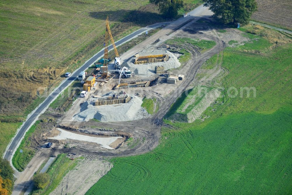 Aerial photograph Steinhagen - View of construction sites of bridge structures, thus the Autobahn A 33 can be extended at the Bielefeld cross