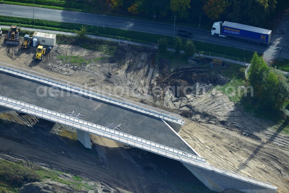 Aerial photograph Steinhagen - View of construction sites of bridge structures, thus the Autobahn A 33 can be extended at the Bielefeld cross