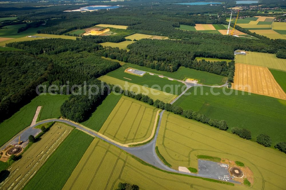 Aerial image Haltern am See - Constructions site for wind turbine installation in Haltern am See in the state North Rhine-Westphalia