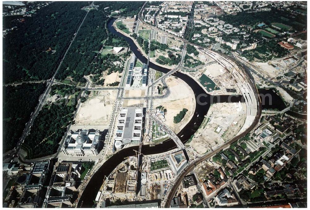 Berlin - Tiergarten from above - Baustellenbereich am Lehrter Bahnhof / Spreebogen in Berlin Tiergarten.