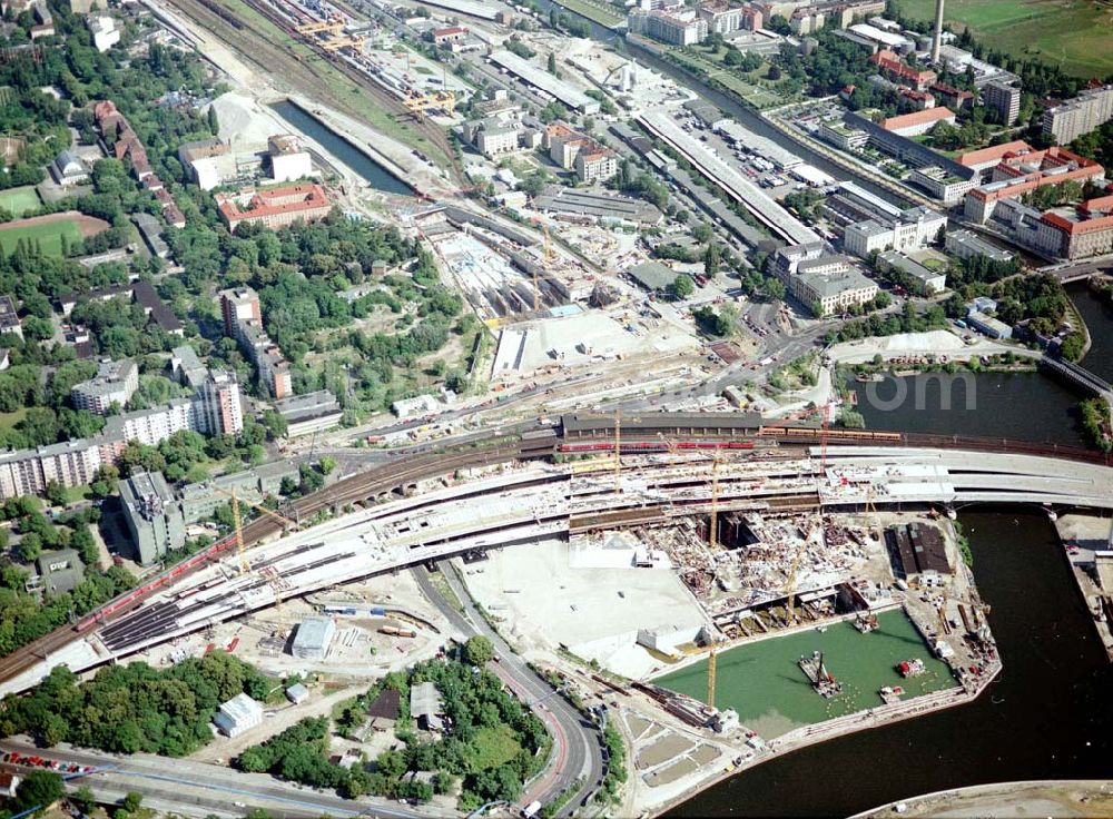 Aerial image Berlin - Tiergarten - Baustellenbereich am Lehrter Bahnhof / Spreebogen in Berlin Tiergarten.