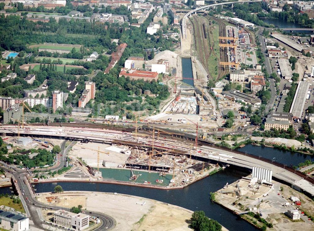 Aerial image Berlin - Tiergarten - Baustellenbereich am Lehrter Bahnhof / Spreebogen in Berlin Tiergarten.