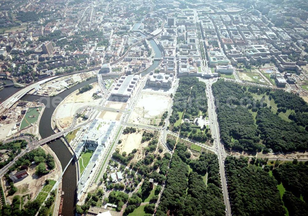 Aerial image Berlin - Tiergarten - Baustellenbereich am Lehrter Bahnhof / Spreebogen in Berlin Tiergarten.