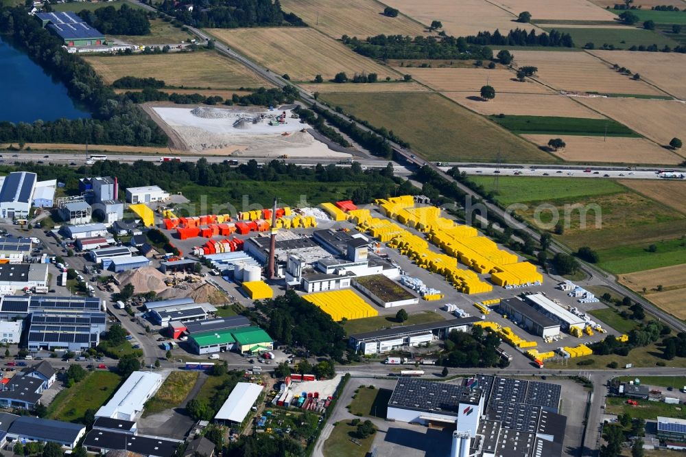 Aerial photograph Malsch - Building Materials and logistics center of Bau- and Projektmanagement Sued GmbH - Ytong Bausatzhaus Partner on Daimlerstrasse in Malsch in the state Baden-Wurttemberg, Germany