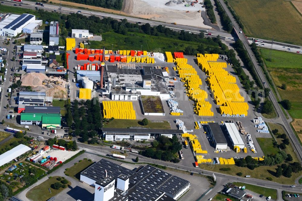 Aerial image Malsch - Building Materials and logistics center of Bau- and Projektmanagement Sued GmbH - Ytong Bausatzhaus Partner on Daimlerstrasse in Malsch in the state Baden-Wurttemberg, Germany