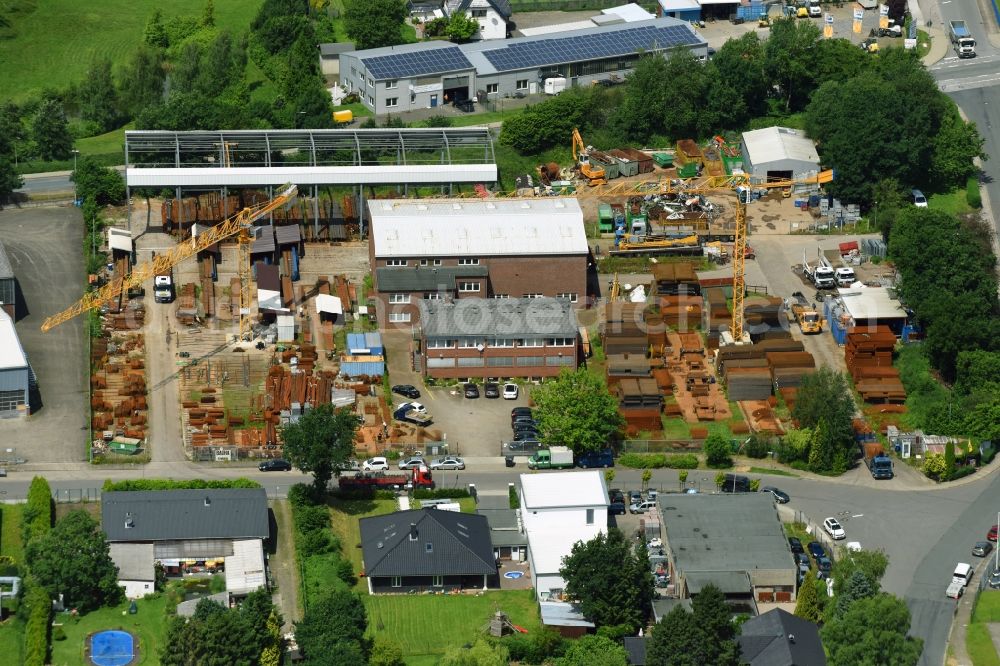 Aerial photograph Schwarzenbek - Building Materials and logistics center of BAUHA Baustahlhandels- and -armierungs GmbH in Schwarzenbek in the state Schleswig-Holstein, Germany