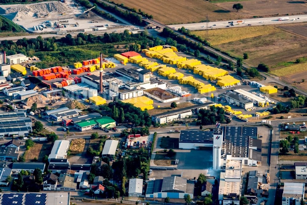 Aerial photograph Malsch - Building Materials and logistics center on Daimlerstrasse in Malsch in the state Baden-Wuerttemberg, Germany