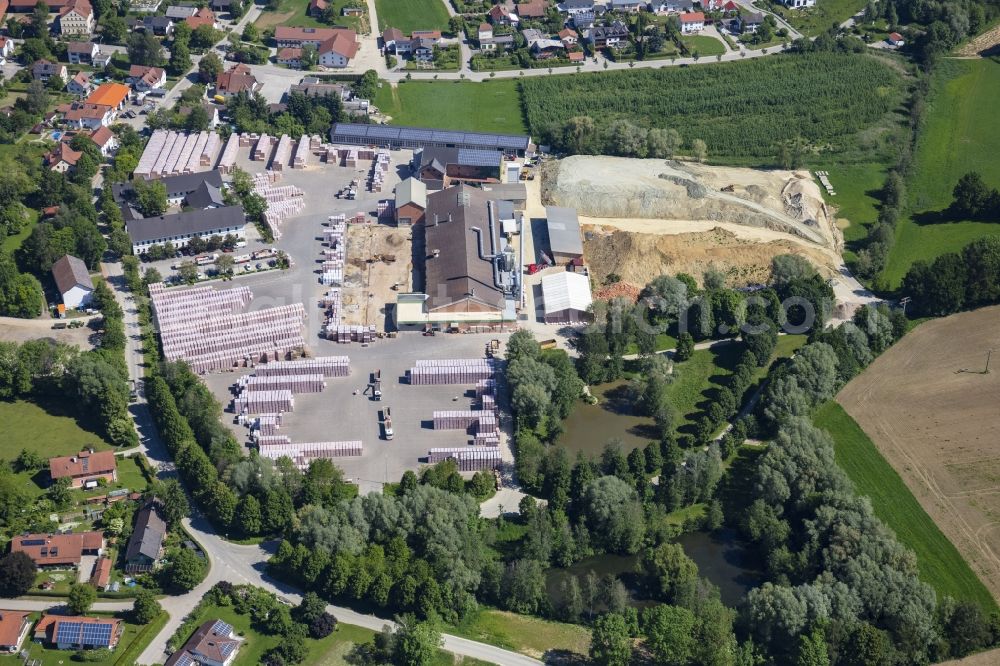 Vatersdorf from the bird's eye view: Building Materials and logistics center of LEIPFINGER-BADER GmbH on Ziegeleistrasse in Vatersdorf in the state Bavaria, Germany