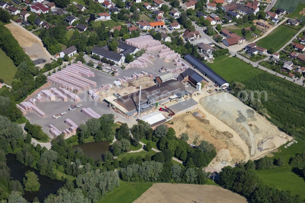 Aerial photograph Vatersdorf - Building Materials and logistics center of LEIPFINGER-BADER GmbH on Ziegeleistrasse in Vatersdorf in the state Bavaria, Germany