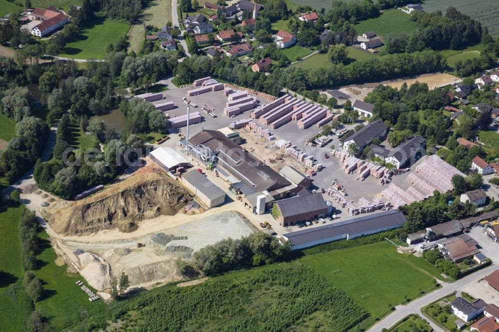 Vatersdorf from the bird's eye view: Building Materials and logistics center of LEIPFINGER-BADER GmbH on Ziegeleistrasse in Vatersdorf in the state Bavaria, Germany