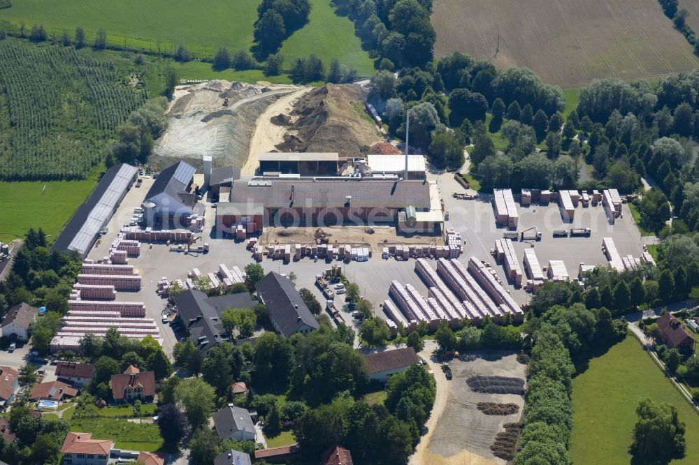 Aerial image Vatersdorf - Building Materials and logistics center of LEIPFINGER-BADER GmbH on Ziegeleistrasse in Vatersdorf in the state Bavaria, Germany