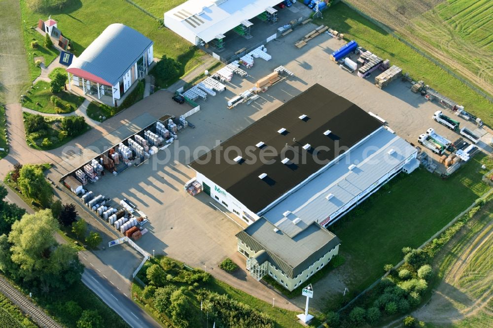 Aerial image Biederitz - Building Materials and logistics center of Melle Dachbaustoffe GmbH on Woltersdorfer Strasse in Biederitz in the state Saxony-Anhalt, Germany