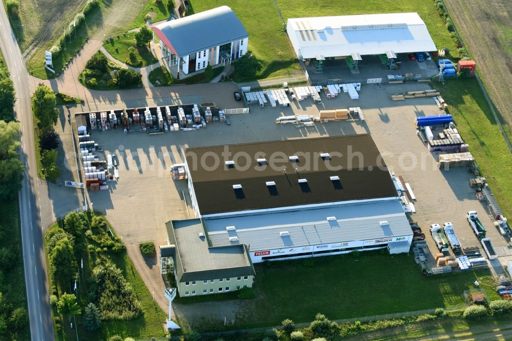 Biederitz from above - Building Materials and logistics center of Melle Dachbaustoffe GmbH on Woltersdorfer Strasse in Biederitz in the state Saxony-Anhalt, Germany