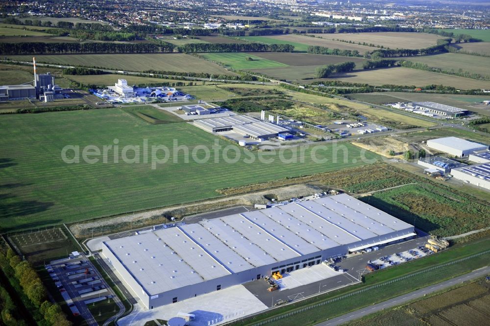 Aerial photograph Sülzetal - Building Materials and logistics center SGBD Deutschland GmbH on Bielefelder Strasse in Suelzetal in the state Saxony-Anhalt, Germany