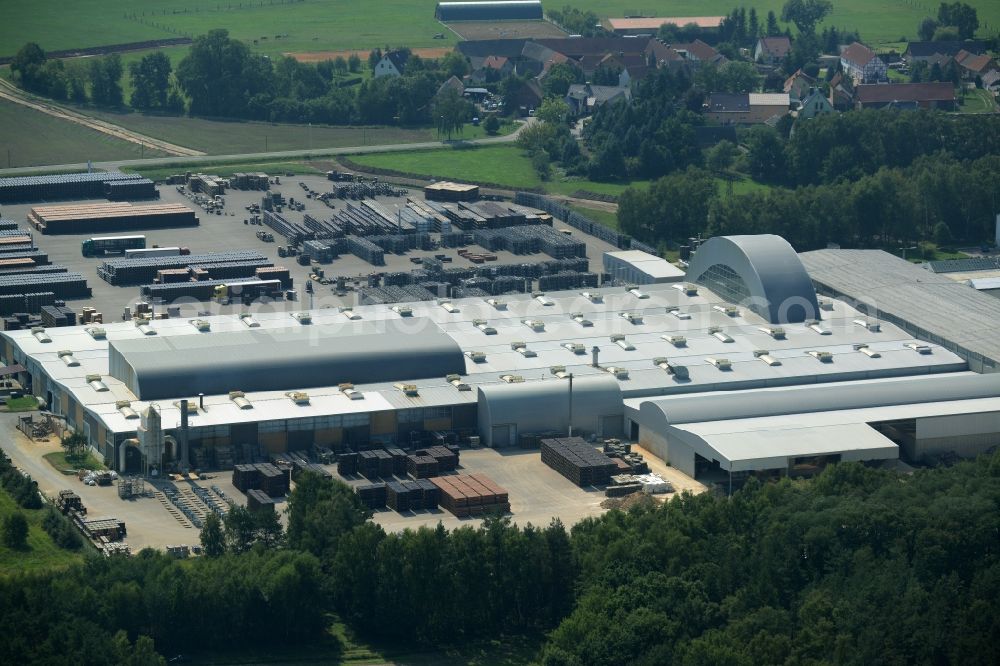 Bad Schmiedeberg from above - Building Materials and logistics center Steinzeug Abwassersysteme GmbH in Bad Schmiedeberg in the state Saxony-Anhalt