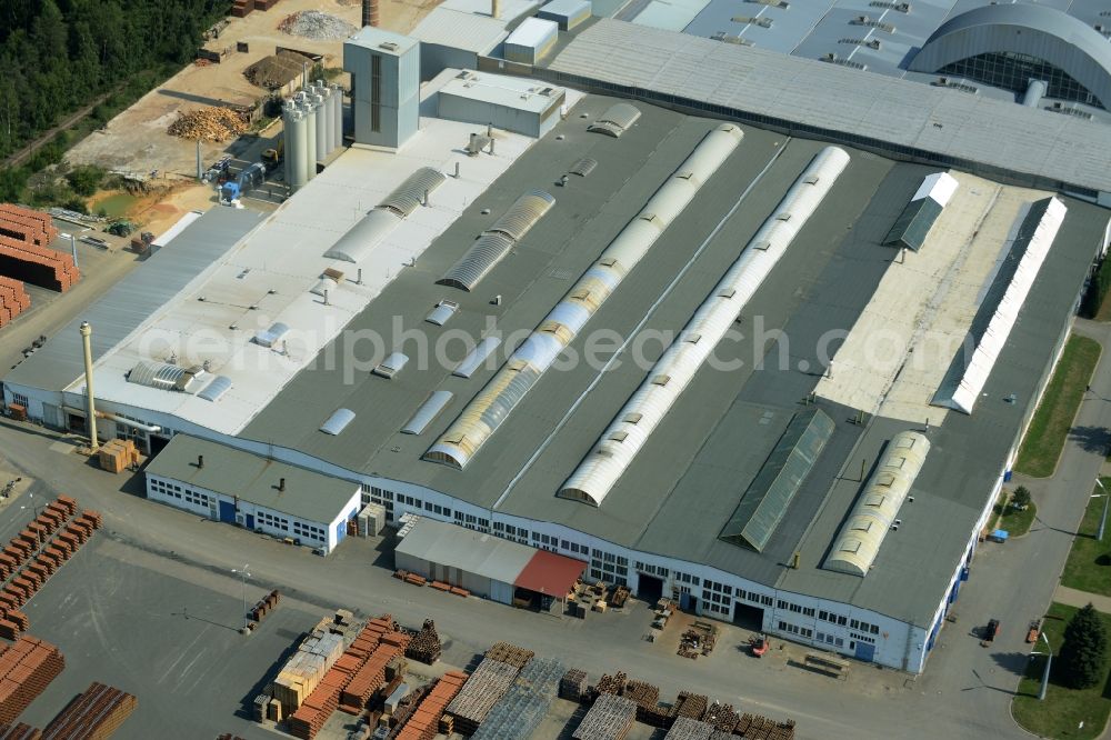 Aerial image Bad Schmiedeberg - Building Materials and logistics center Steinzeug Abwassersysteme GmbH in Bad Schmiedeberg in the state Saxony-Anhalt