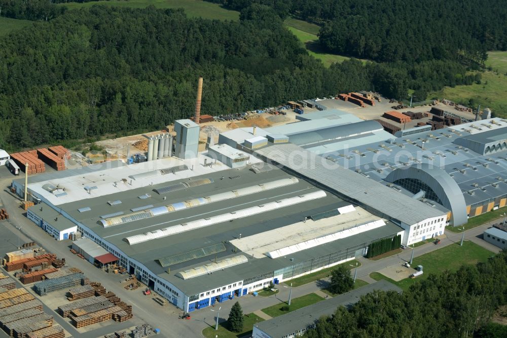 Aerial image Bad Schmiedeberg - Building Materials and logistics center Steinzeug Abwassersysteme GmbH in Bad Schmiedeberg in the state Saxony-Anhalt