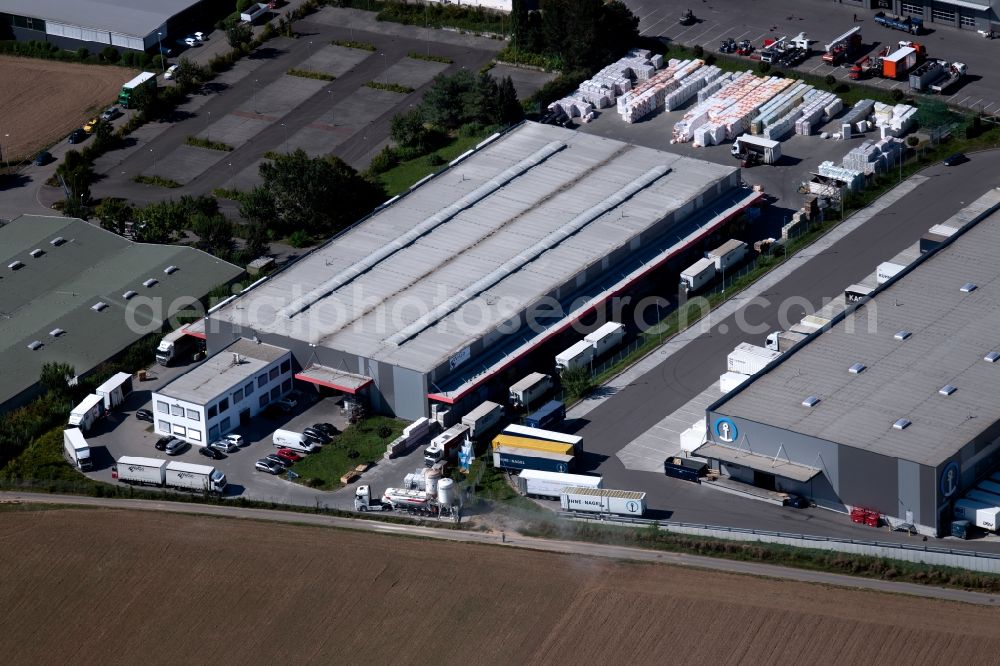 Ilsfeld from above - Building Materials and logistics center of WeGo Systembaustoffe GmbH Zentrale in the Saelzerstrasse in Ilsfeld in the state Baden-Wurttemberg, Germany