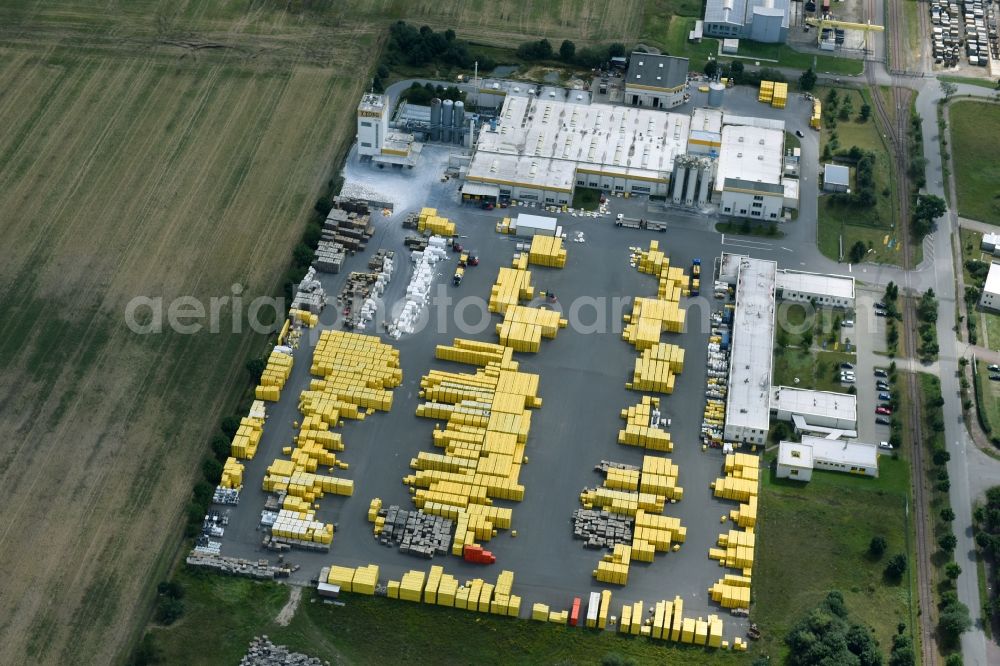 Aerial photograph Brück - Building Materials and logistics center Xella: Technologie- and Forschungszentrum on Gregor-von-Brueck-Ring in Brueck in the state Brandenburg, Germany