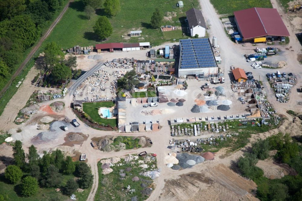 Aerial image Hagenbach - Building Materials and logistics center Palatinum Landschafts u. Gartendesign in Hagenbach in the state Rhineland-Palatinate, Germany