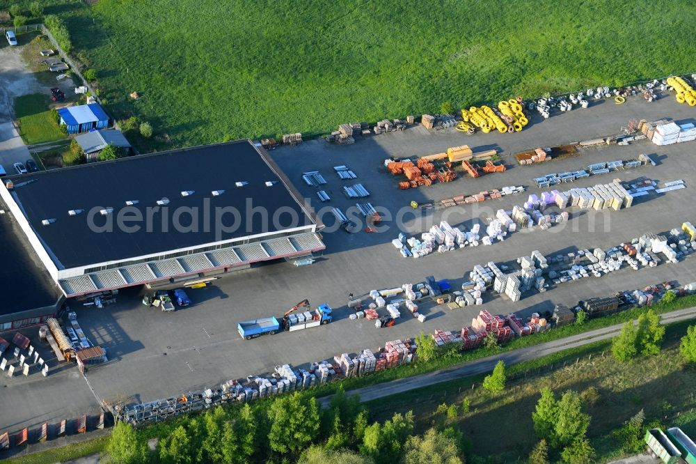 Osterburg (Altmark) from above - Building Materials on Schilddorf in Osterburg (Altmark) in the state Saxony-Anhalt, Germany