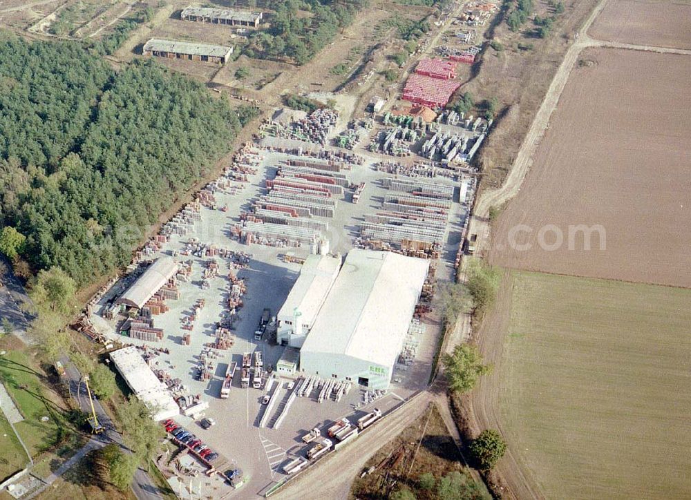 Bernau - Pankeborn from the bird's eye view: Baustoffwerk in Bernau - Pankeborn / BRB.