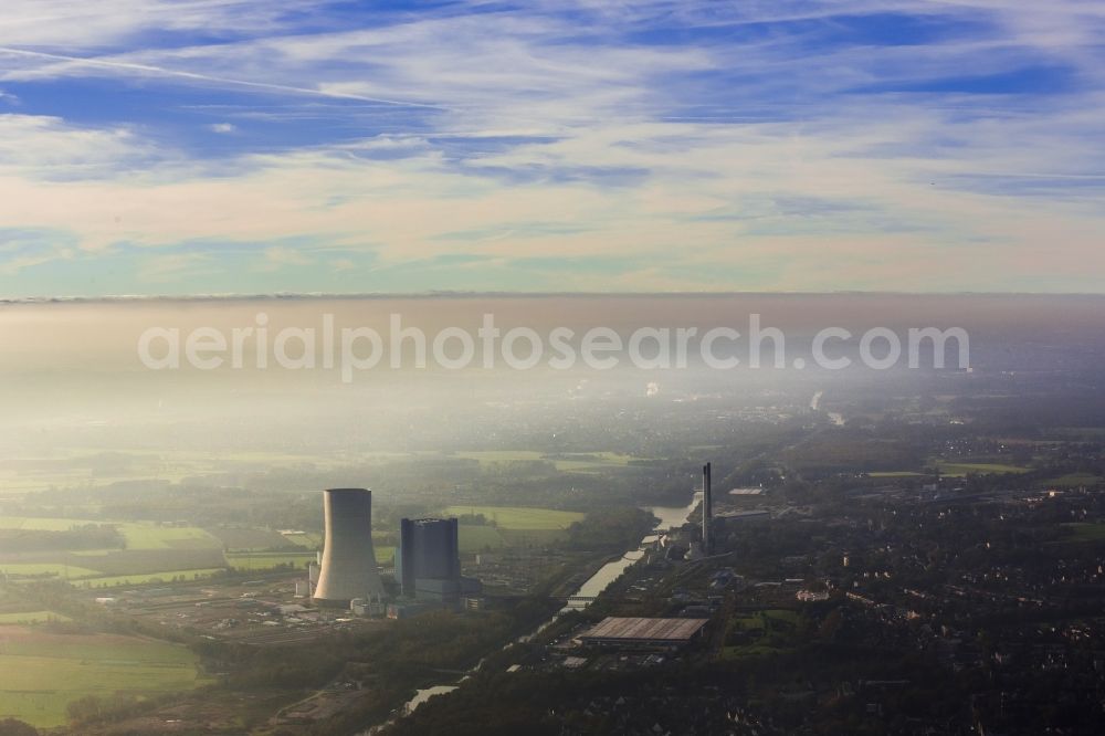 Aerial photograph Datteln - Construction stop site of new coal-fired power plant dates on the Dortmund-Ems Canal