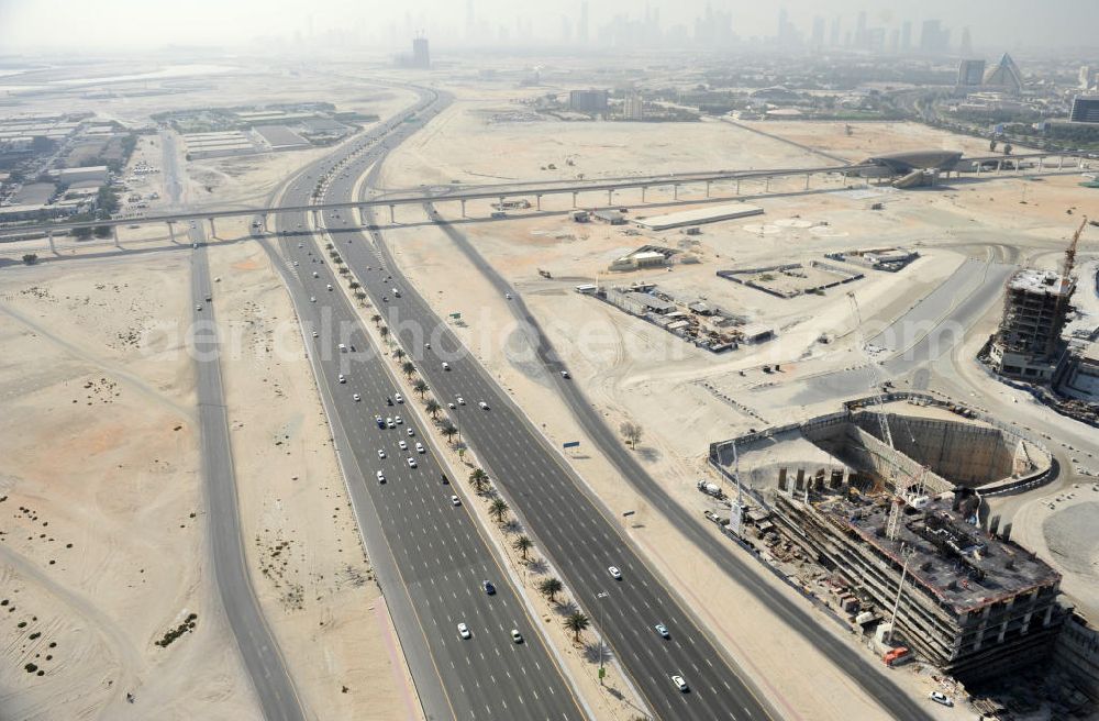 Dubai from the bird's eye view: View of the urban development area Dubai Culture Village at the shores of Dubai Creek. Dubai Culture Village is a multi-purpose development project which will include a harbour and several cultural and exhibition centres