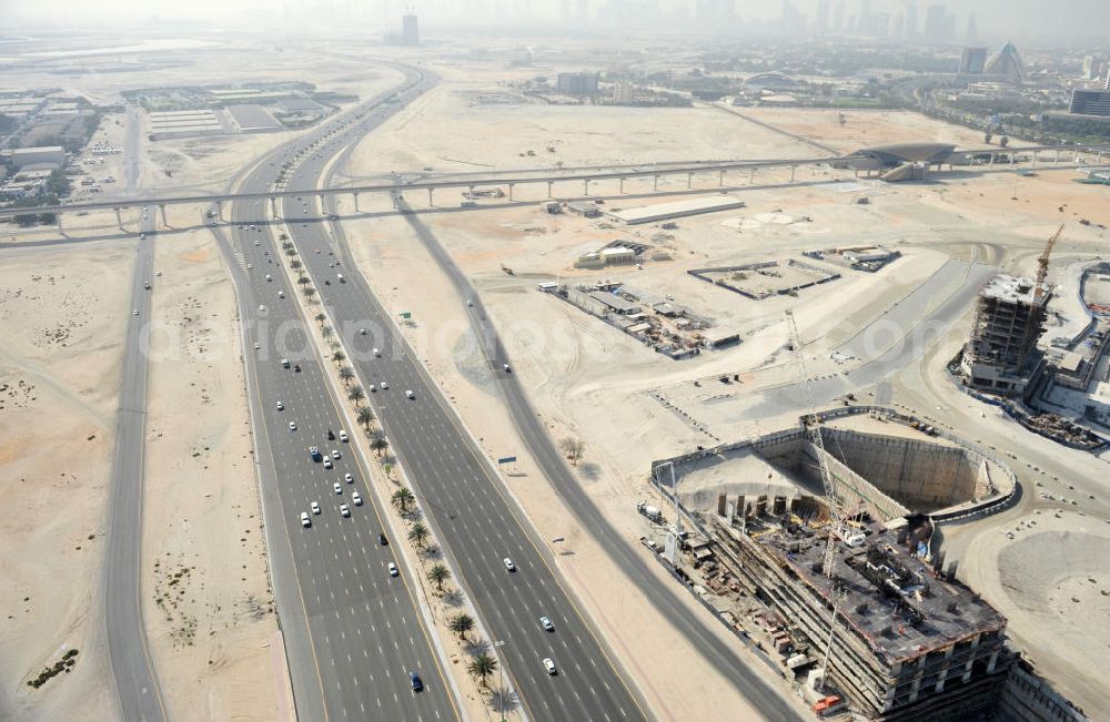 Aerial image Dubai - View of the urban development area Dubai Culture Village at the shores of Dubai Creek. Dubai Culture Village is a multi-purpose development project which will include a harbour and several cultural and exhibition centres