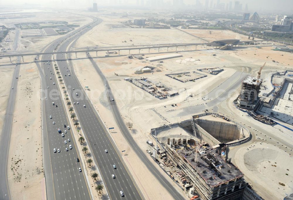 Aerial photograph Dubai - View of the urban development area Dubai Culture Village at the shores of Dubai Creek. Dubai Culture Village is a multi-purpose development project which will include a harbour and several cultural and exhibition centres