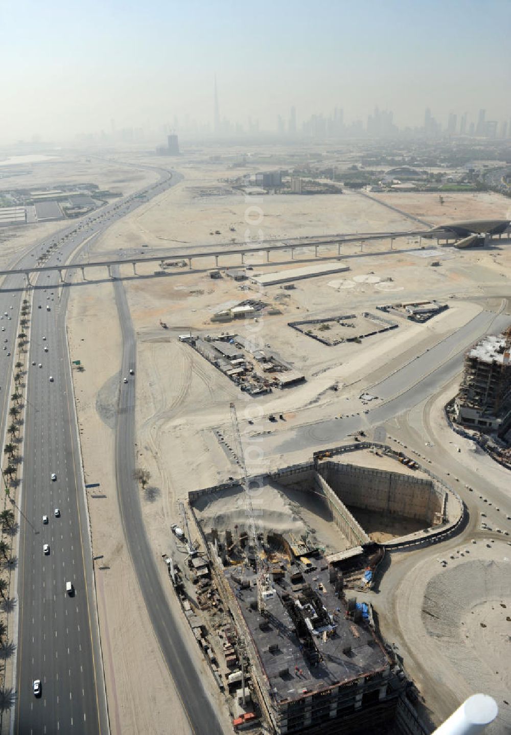 Dubai from above - View of the urban development area Dubai Culture Village at the shores of Dubai Creek. Dubai Culture Village is a multi-purpose development project which will include a harbour and several cultural and exhibition centres