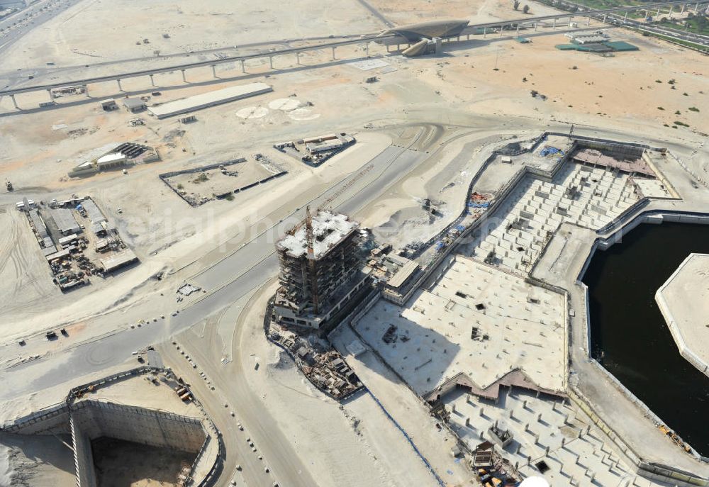 Dubai from the bird's eye view: View of the urban development area Dubai Culture Village at the shores of Dubai Creek. Dubai Culture Village is a multi-purpose development project which will include a harbour and several cultural and exhibition centres