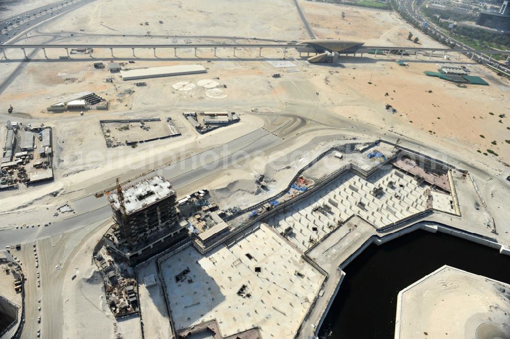 Aerial image Dubai - View of the urban development area Dubai Culture Village at the shores of Dubai Creek. Dubai Culture Village is a multi-purpose development project which will include a harbour and several cultural and exhibition centres