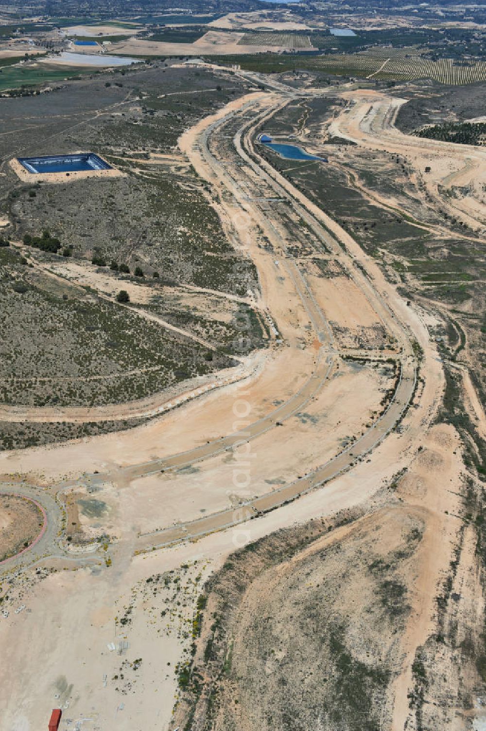 Aerial photograph Casa Pelada - Freeze on developed land for holiday homes in Casa Pelada in the region of Murcia in Spain. The real estate and financial crisis has left their marks in the region