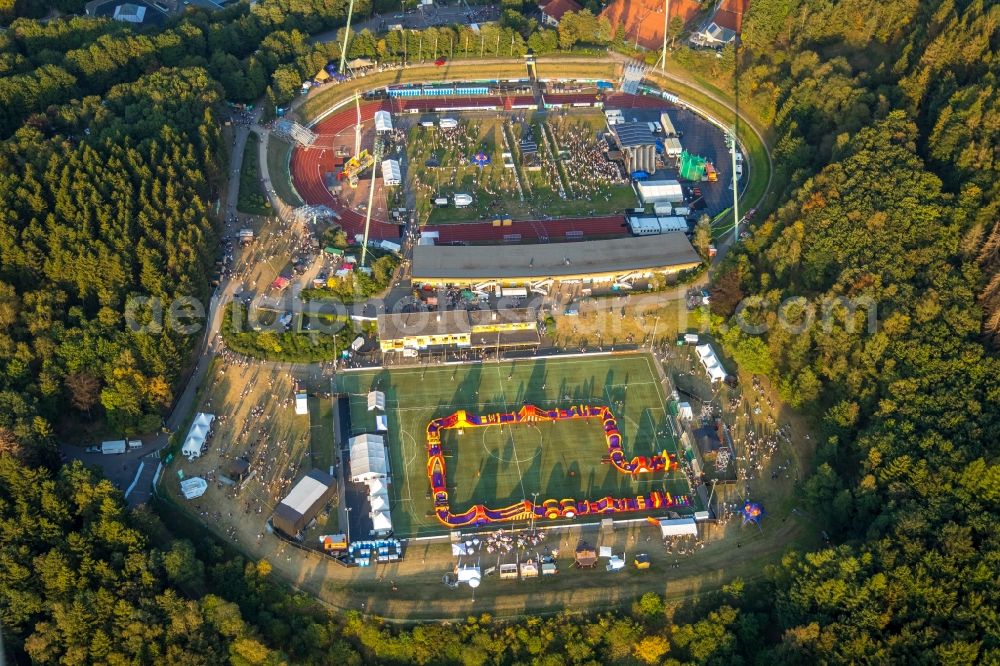 Aerial image Lüdenscheid - Bautz Festival on Sports facility grounds of stadium Nattenberg-Stadion Am Nattenberg in Luedenscheid in the state North Rhine-Westphalia, Germany